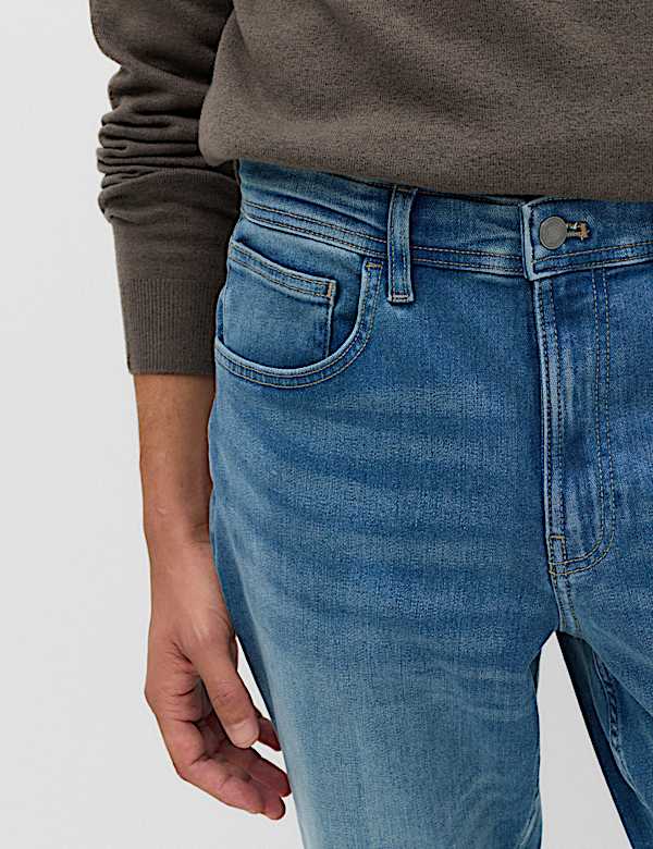 Slim Fit Textured Comfort Stretch Jeans - IS
