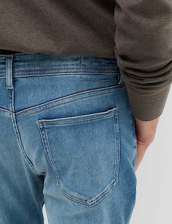 Slim Fit Textured Comfort Stretch Jeans - IS