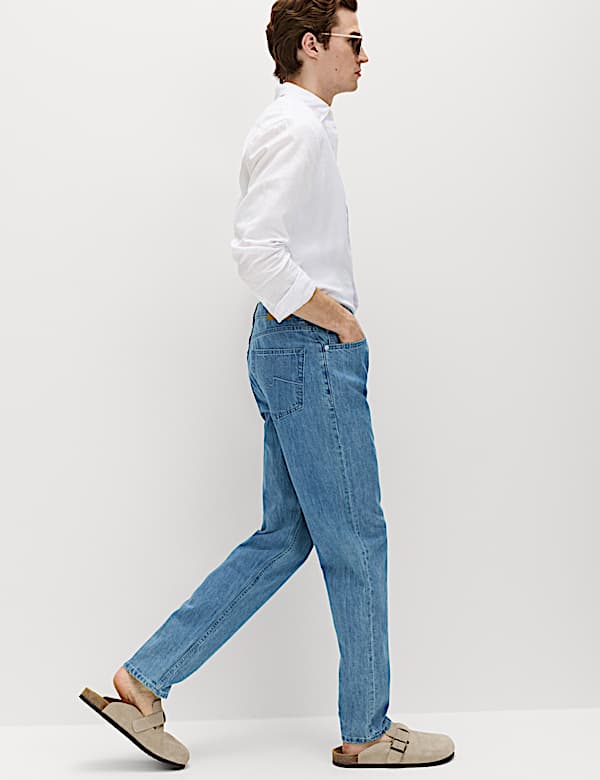 Tapered Fit Lightweight Cotton Rich Jeans - SE