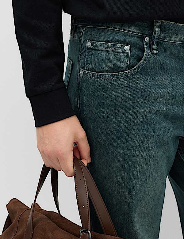 Straight Fit Pure Cotton Jeans - CN