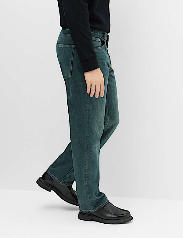 Straight Fit Pure Cotton Jeans - CN