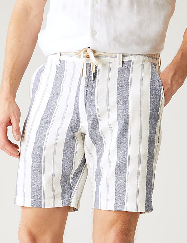 Linen Rich Striped Chino Shorts