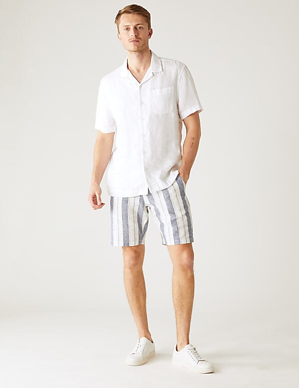 Linen Rich Striped Chino Shorts