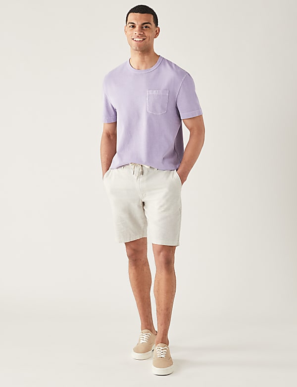 Linen Blend Half-Elasticated Waist Shorts