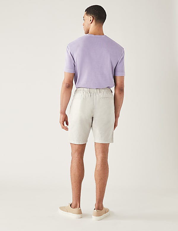 Linen Blend Half-Elasticated Waist Shorts