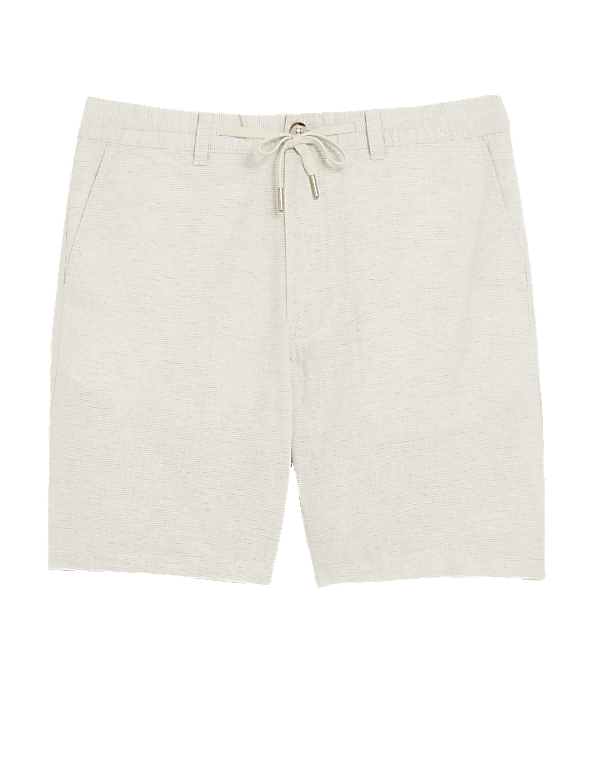 Linen Blend Half-Elasticated Waist Shorts