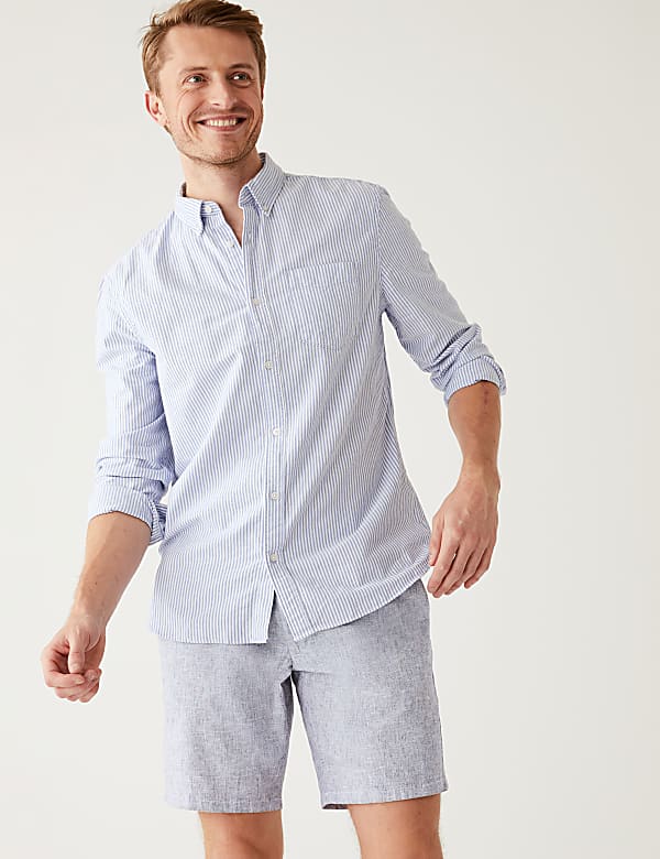 Linen Rich Half-Elasticated Waist Shorts