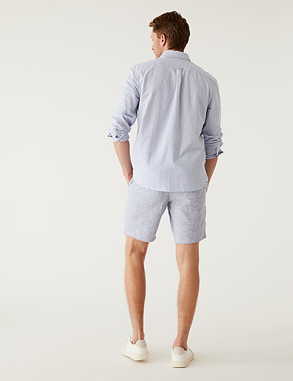 Linen Rich Half-Elasticated Waist Shorts