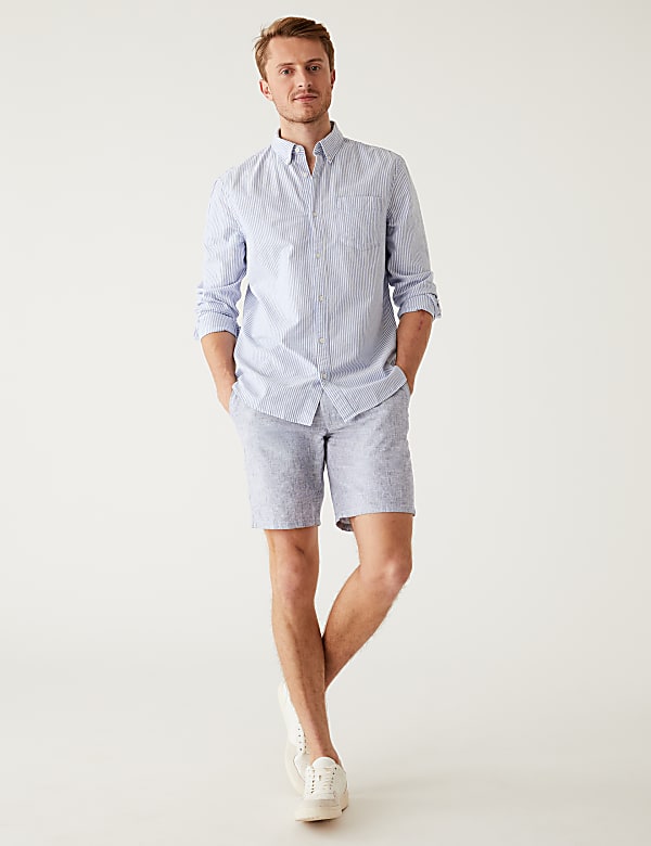 Linen Rich Half-Elasticated Waist Shorts