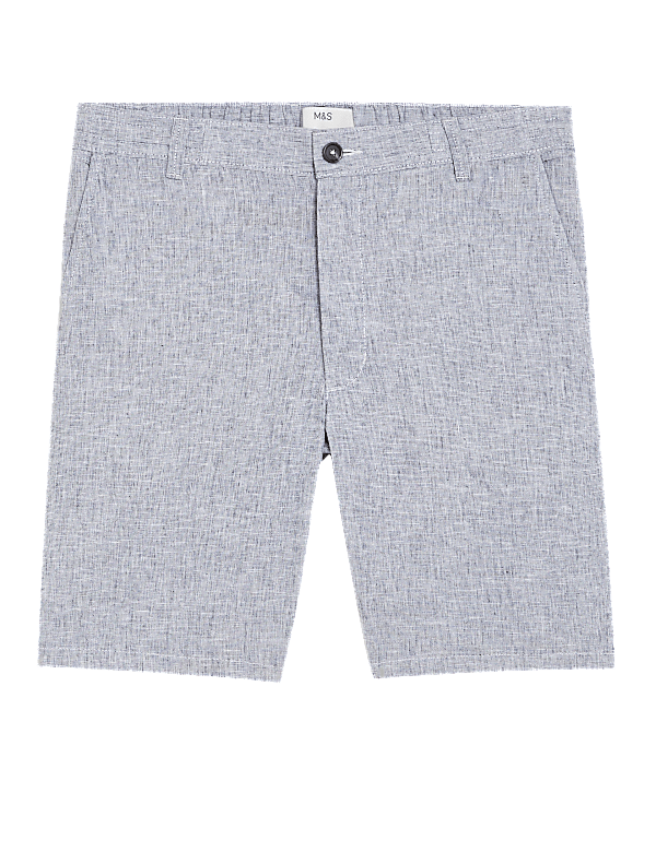 Linen Rich Half-Elasticated Waist Shorts