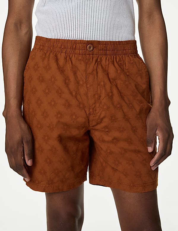 Pure Cotton Elasticated Waist Jacquard Shorts - CZ