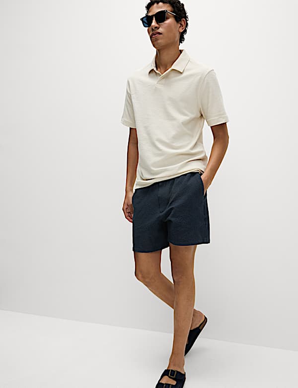 Elasticated Waist Seersucker Shorter Shorts - AL