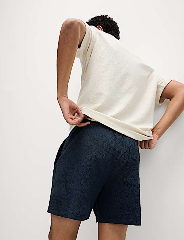 Elasticated Waist Seersucker Shorter Shorts - AL