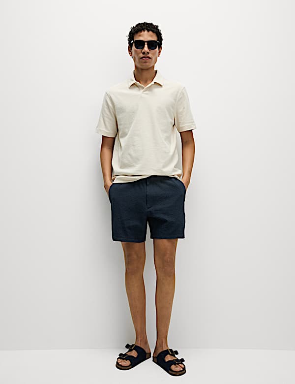 Elasticated Waist Seersucker Shorter Shorts - AL