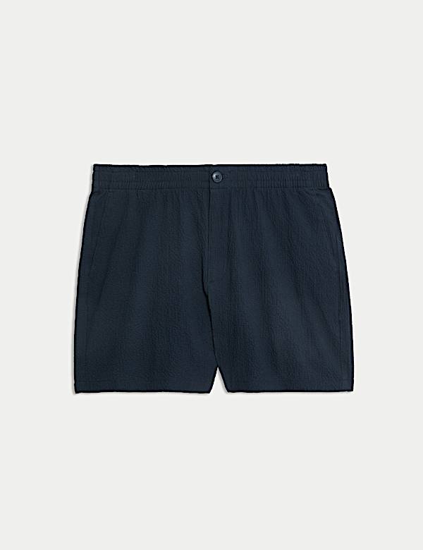 Elasticated Waist Seersucker Shorter Shorts - AL