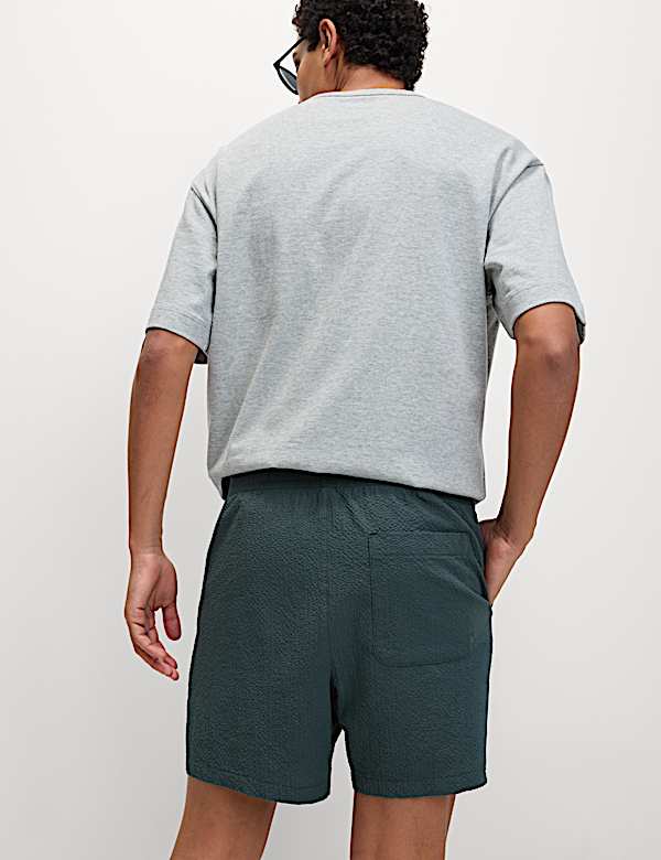 Elasticated Waist Seersucker Shorter Shorts - MV