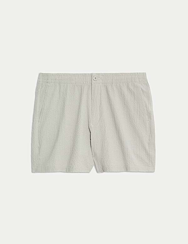 Short plus court à ceinture élastique en seersucker - CH