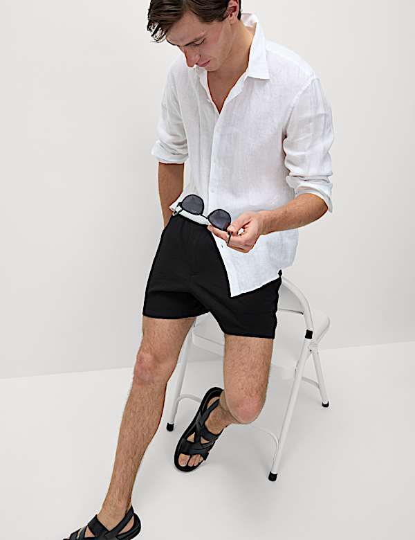 Elasticated Waist Seersucker Shorter Shorts - MX