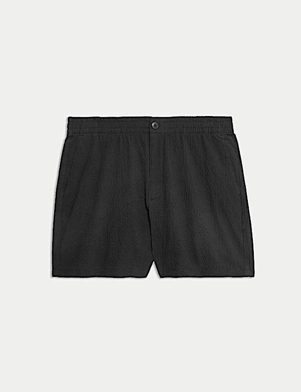 Elasticated Waist Seersucker Shorter Shorts - HR