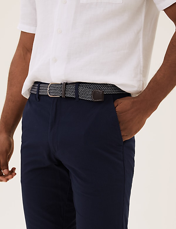 Belted Checked Chino Shorts