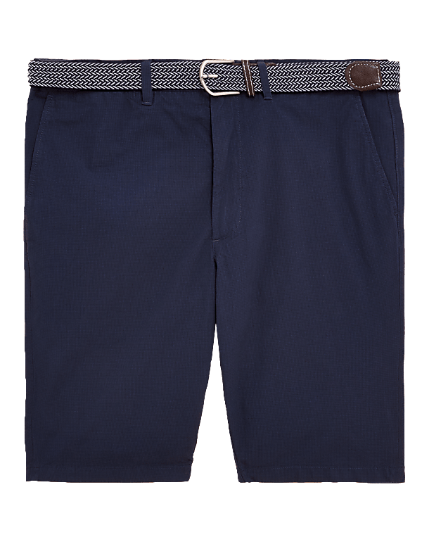 Belted Checked Chino Shorts