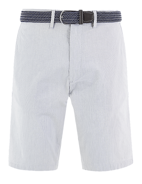 Belted Striped Chino Shorts