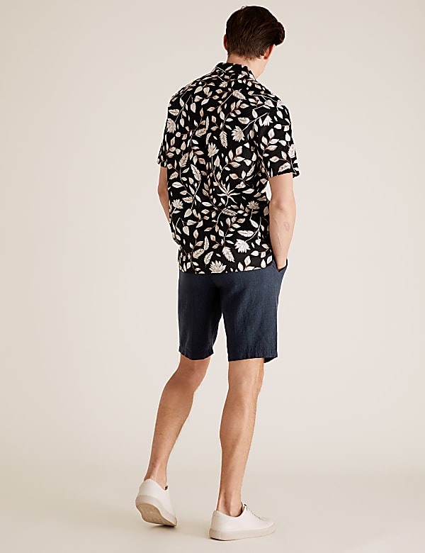 Checked Belted Linen Shorts