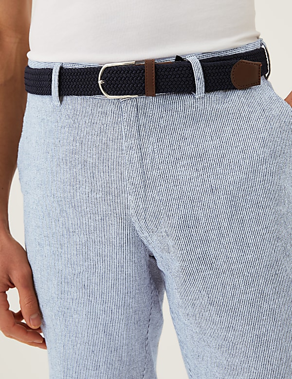 Linen Blend Belted Chino Shorts