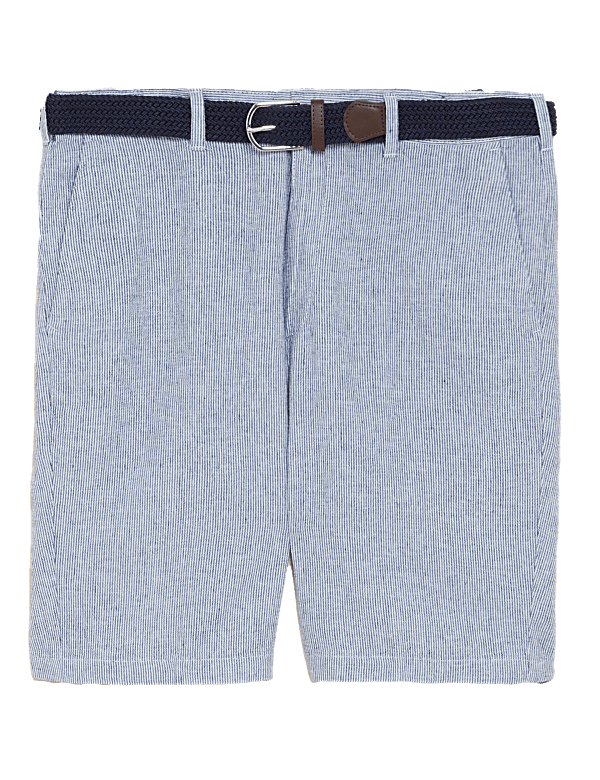 Linen Blend Belted Chino Shorts