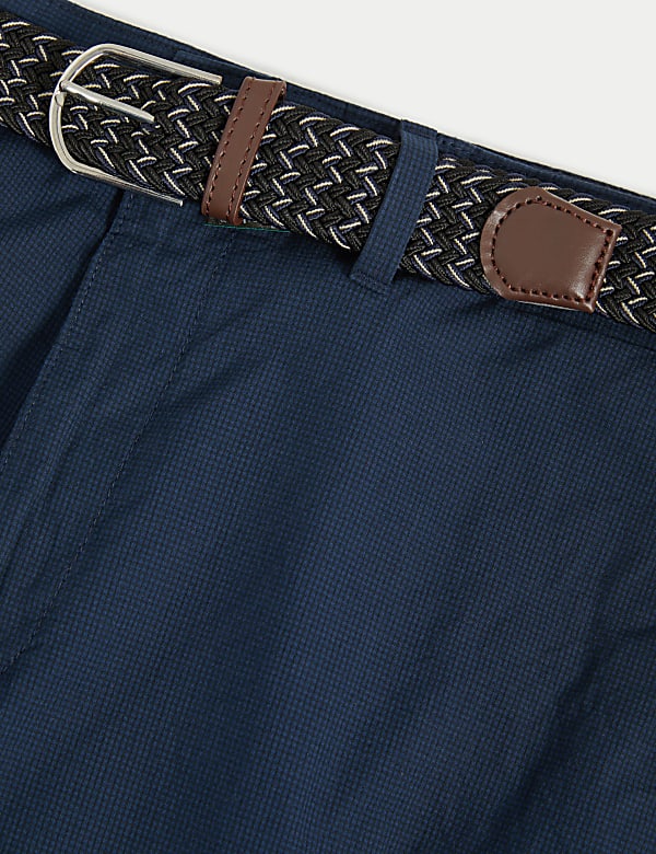 Pure Cotton Checked Belted Chino Shorts