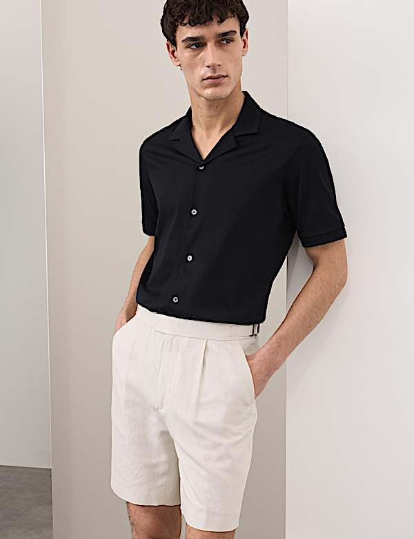 Cotton Linen Blend Pleat Front Shorts - CZ