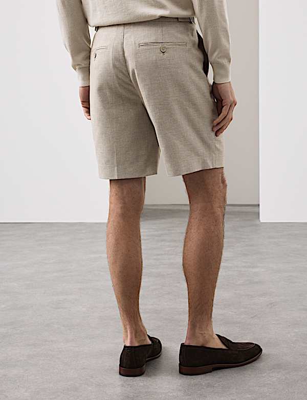 Regular Fit Textured Linen Shorts - GR