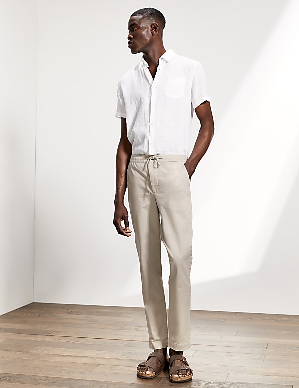 Cotton Stretch Drawstring Trousers