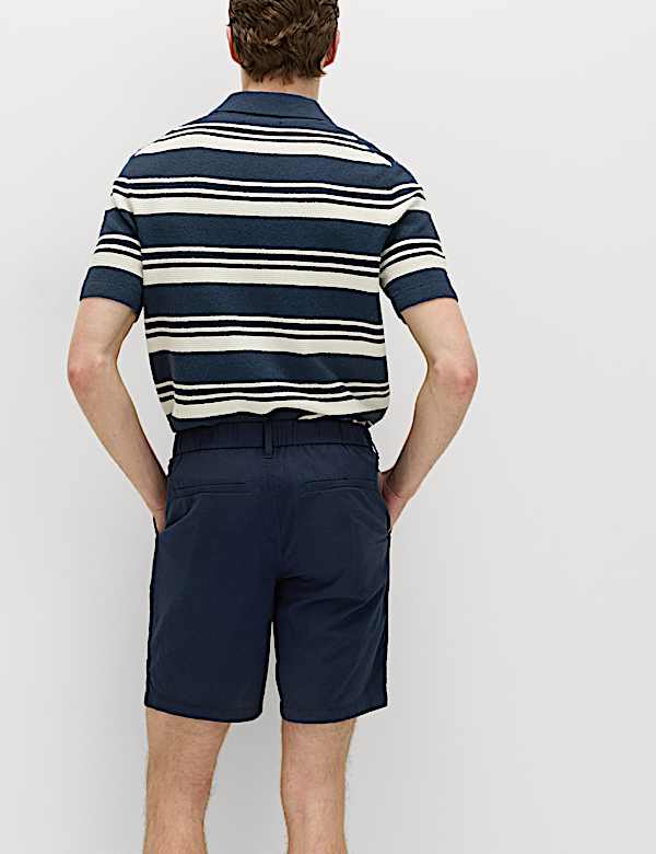 Short chino en seersucker &agrave; taille semi-&eacute;lastique - LU