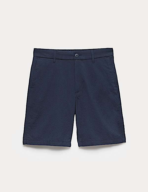 Short chino en seersucker &agrave; taille semi-&eacute;lastique - LU