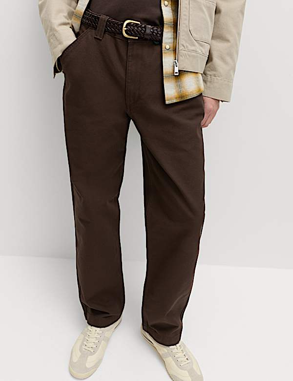 Loose Fit Pure Cotton Utility Trousers