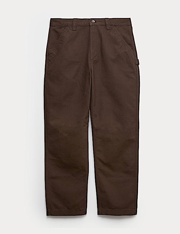 Loose Fit Pure Cotton Utility Trousers - GR