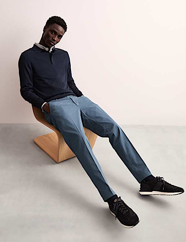 Tapered Fit Italian Flat Front Chinos - GR