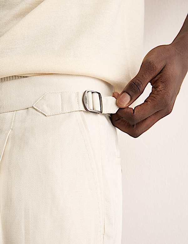 Broek van linnenmix met toelopende pasvorm - BE