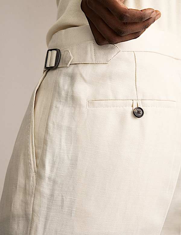 Broek van linnenmix met toelopende pasvorm - BE