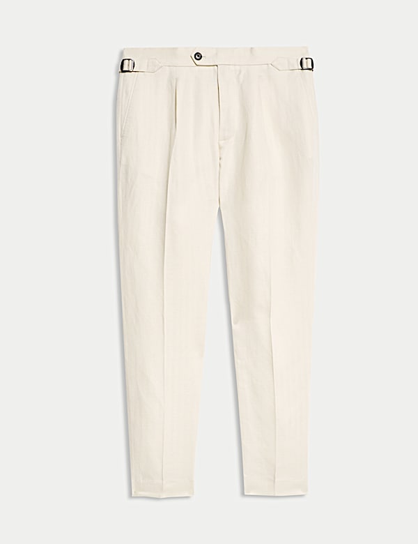 Broek van linnenmix met toelopende pasvorm - BE