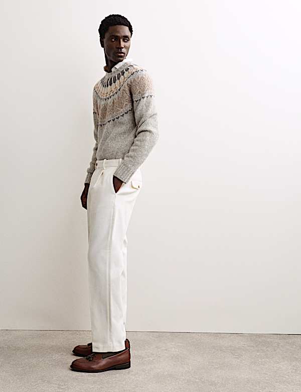 Pantalon coupe fuselée à pli en sergé 100 % coton - CA