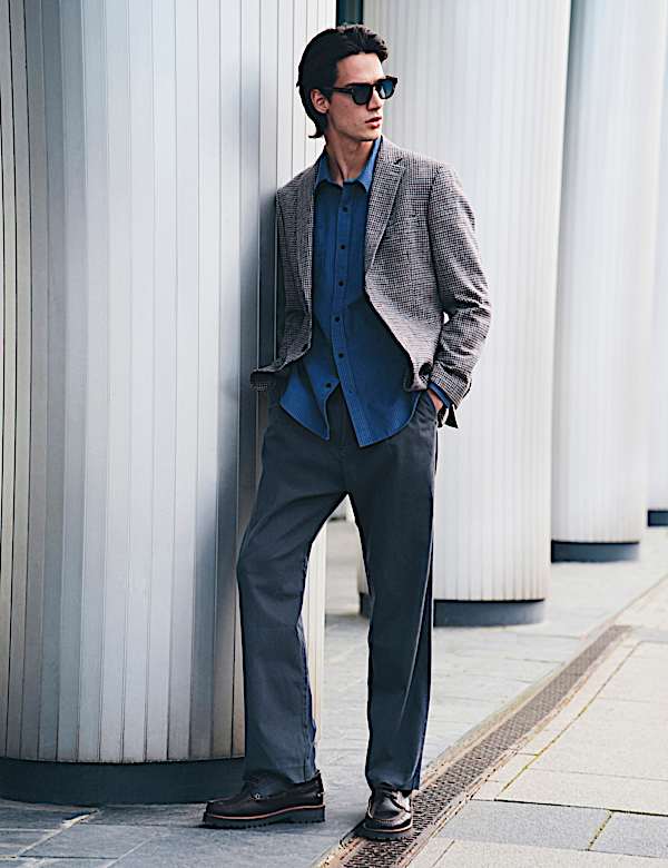 Cotton Rich Relaxed Pleat Front Trousers
