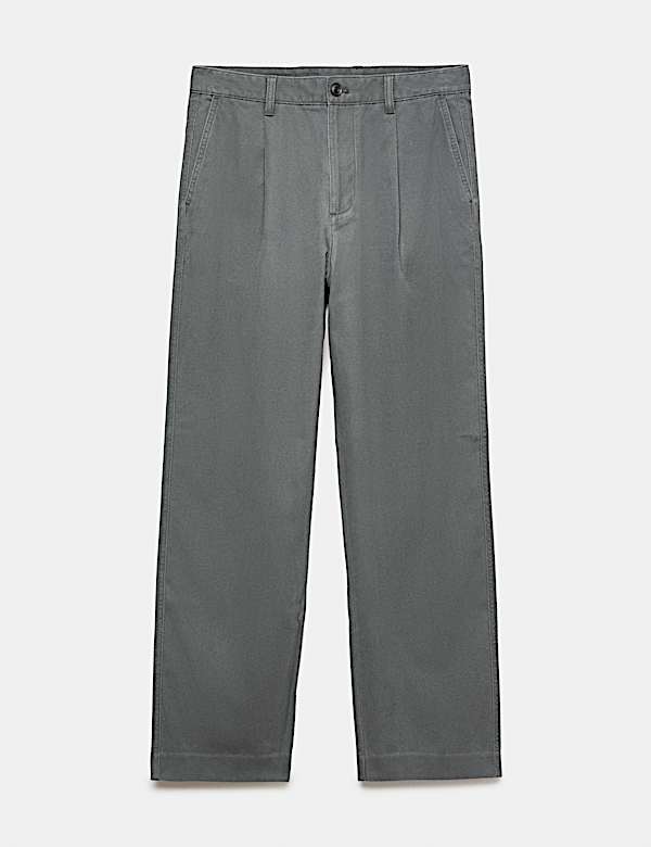 Cotton Rich Relaxed Pleat Front Trousers