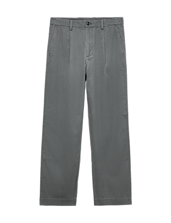 Cotton Rich Relaxed Pleat Front Trousers