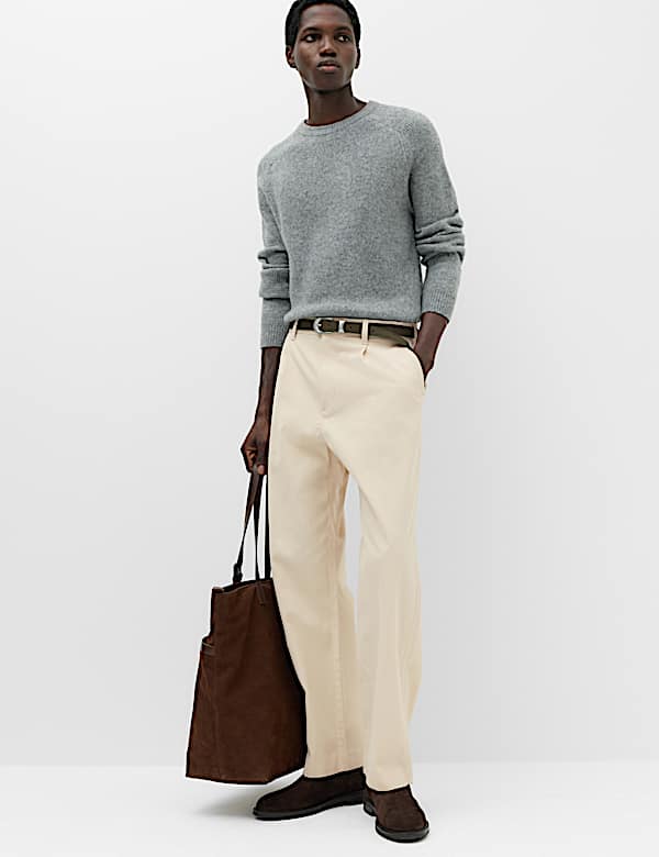 Pantalon &agrave; plis coupe d&eacute;contract&eacute;e en coton - FR