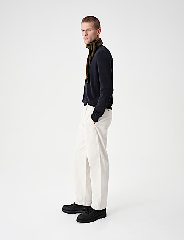 Relaxed Fit Corduroy Pleat Front Trousers - CA