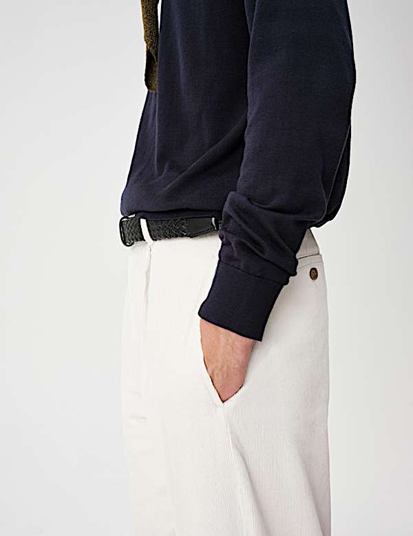 Relaxed Fit Corduroy Pleat Front Trousers - CA