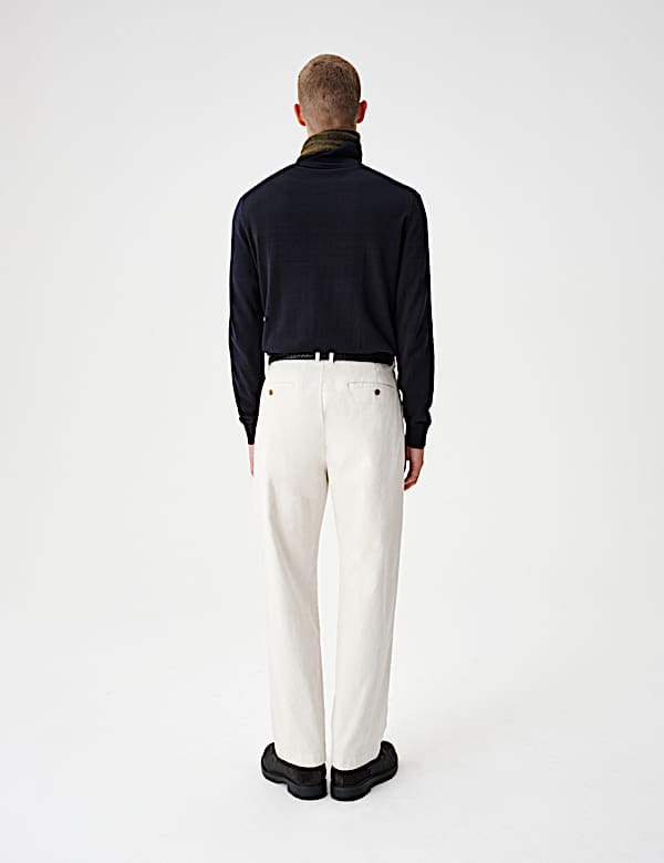 Relaxed Fit Corduroy Pleat Front Trousers - CA
