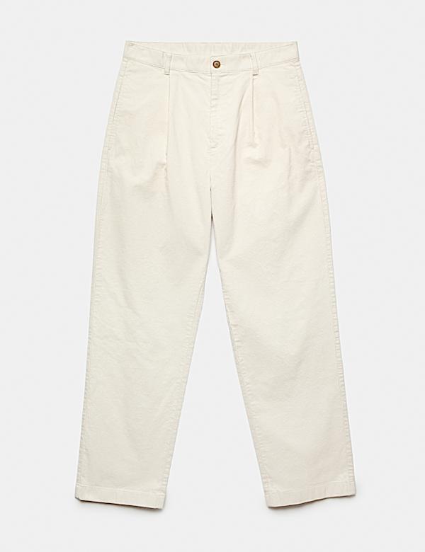 Relaxed Fit Corduroy Pleat Front Trousers - CA